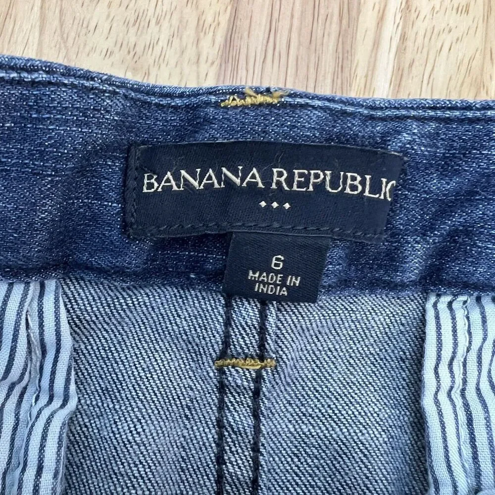Banana Republic Women Knee Length Blue Pencil Denim Skirt Career Business‎ Sz 6